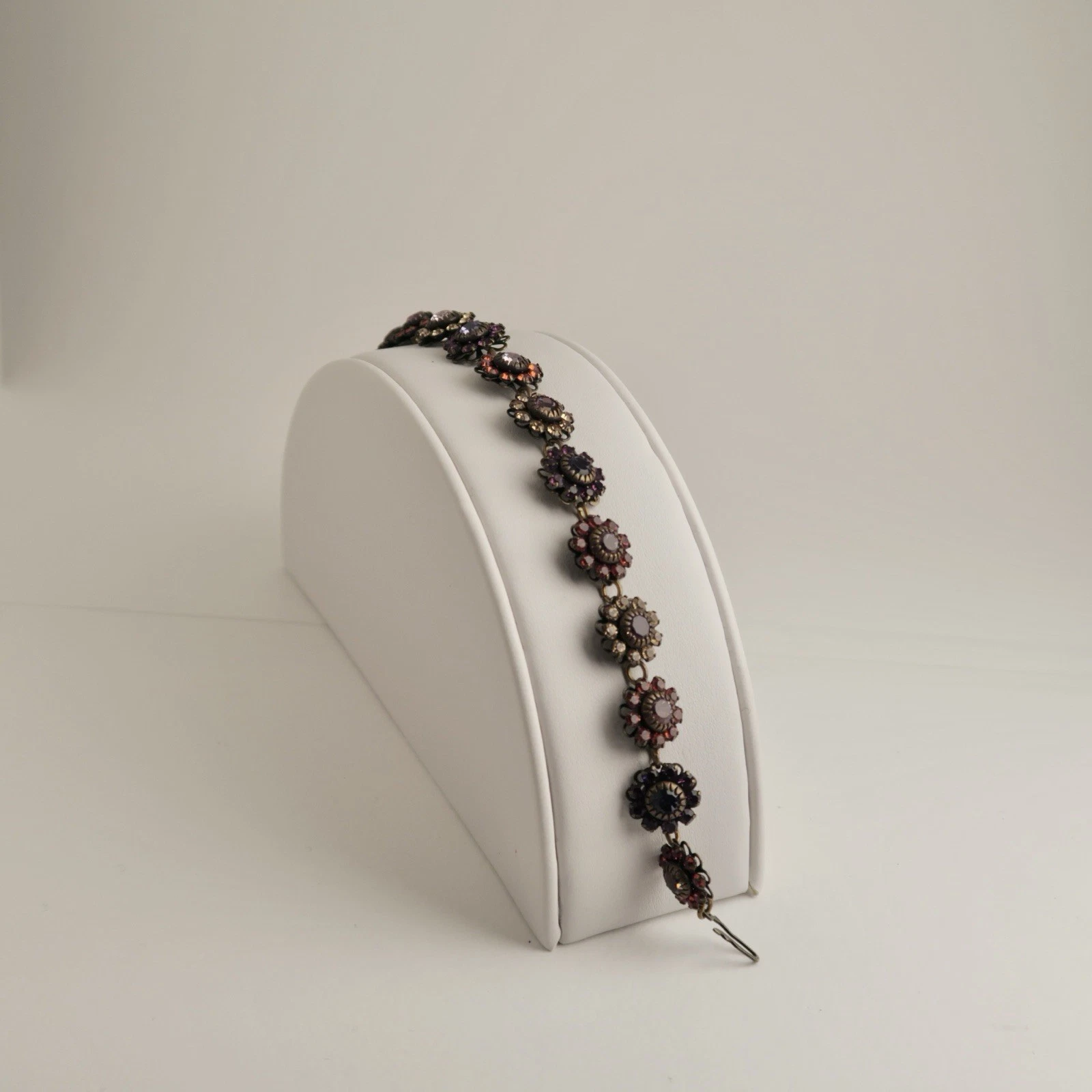 LIZ PALACIO Swarovski Crystal Multi Floral Brass Vintage Bracelet Jewelry Br150