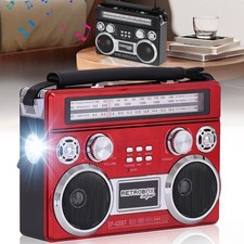 Retro AM/FM/SW 3-Band Radio Portable Bluetooth Speaker Solar Recharge Flashlight