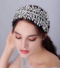 Large Silver Crystal Bridal Headband Hair Band Headpiece For Wedding Prom
