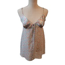 Vintage Victoria's Secret Sheer/Satin Blue Floral Butterfly Front Lingerie S/M