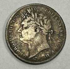 1824 George IV  Silver Sixpence Coin