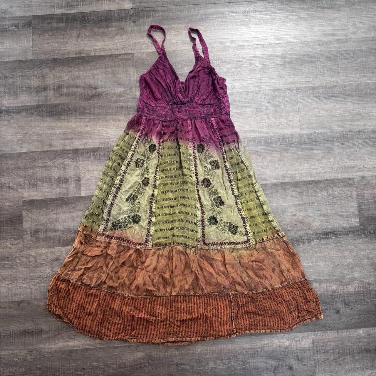 Vintage Y2K Shoreline Fairy Whimsy Boho Multicolor Maxi Dress Women's One Size