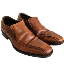Johnston & Murphy Mens Sheepskin Leather Loafers Size 11 Cognac Brown Career