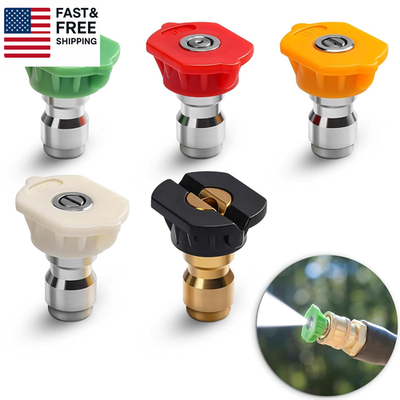 #ad 5PCS Pressure Washer Nozzle Tips – 1 4quot; Quick Connect 2700 PSI Spray Nozzles $17.39