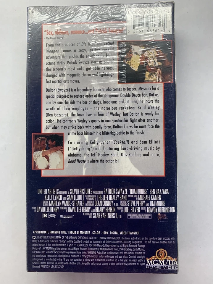 Road House VHS Tape- Action Movie Patrick Swayze- New Sealed- MGM/UA Movie Time - Image 2 of 2
