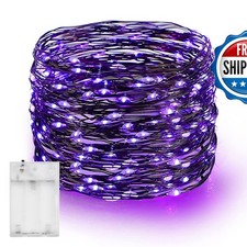 Dazzle Bright Halloween Fairy String Lights 20 FT 60 LED Battery Operated Purple