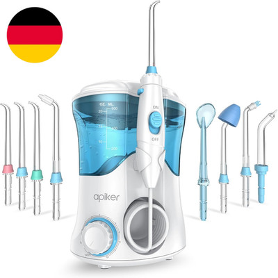 Apiker Munddusche   Mit 10 Druckstufen    Power Water Flosser   Mit 8 Düsen (Zah