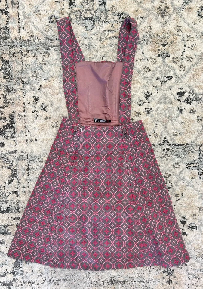 Vestido Mono Vintage 100% Lana Rosa Gris Talla S Invierno Lana Galesa Foto 3 de 4