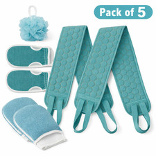 Exfoliating Body Scrubber Set 5 Pack Back Scrubber Bath Gloves Loofah Sponge Set