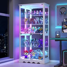 Display Cabinet with Adjustable Shelf, 5-Tier RGB Curio Cabinet for Collectibles