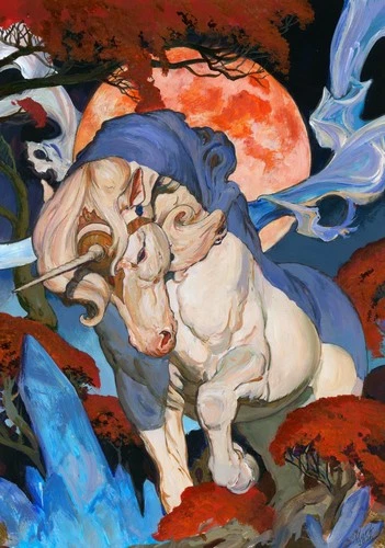 art painting A3 197ZbM acrylic expressive The Unicorn's Last Raid