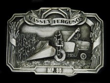 UB01158 NOS VINTAGE 1986  MASSEY FERGUSON MF 35  TRACTOR PEWTER BELT BUCKLE