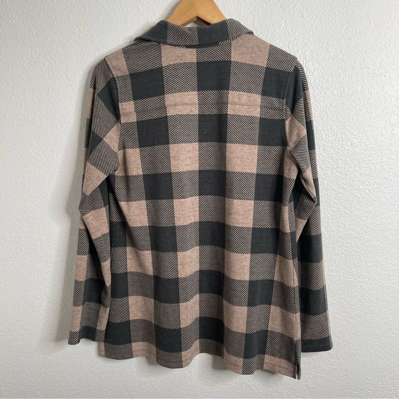 Soft Surroundings Checkered Shacket Button Front … - image 4