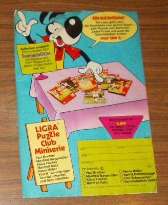 Rare Advertising LIGRA PUZZLE CLUB Football Hansi Müller Paul Breitner 1982