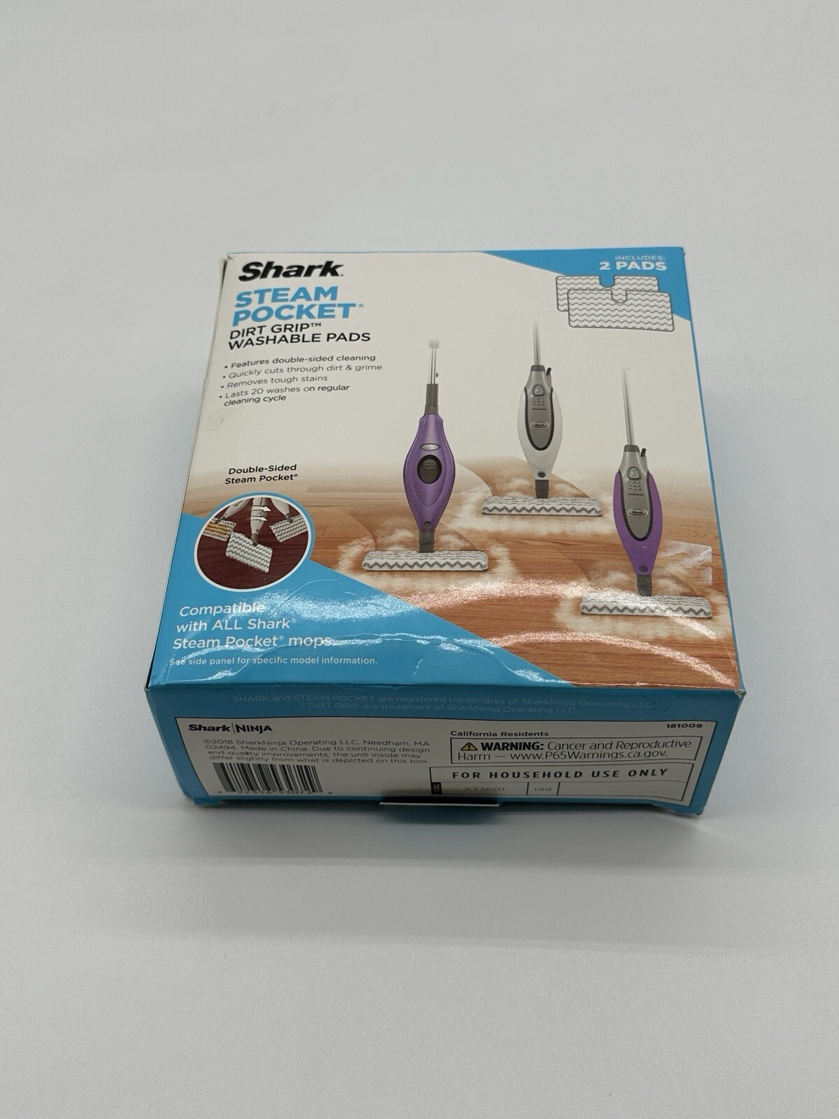 Shark Steam Pocket Dirt Grip Washable Pads XT3601 - 2 Pack - New  -image