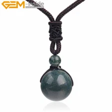 16mm Natural Assorted Gemstone Round Beaded Charms Pendant Necklace Jewelry 26''