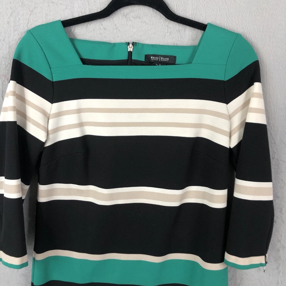 Vestido Casa Blanca Mercado Negro 4 Verde Azul Rayas Ponte Tejido Clásico Preppy Foto 2 de 4