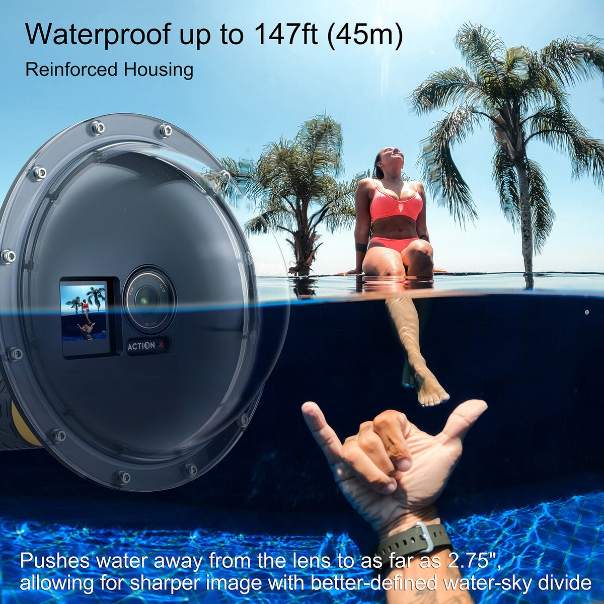 Dji Action Case Waterproof Dome Port For DJI Osmo Action Pro/4