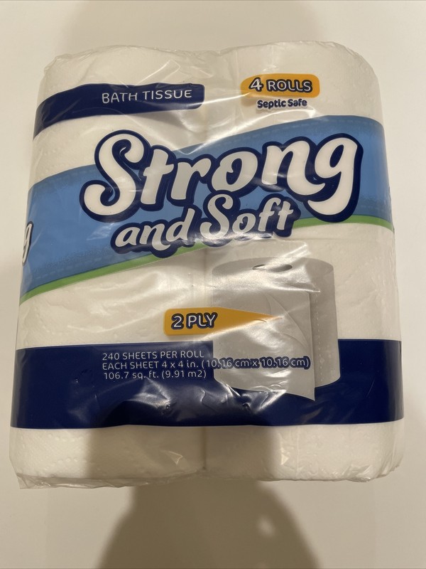 NEW Strong And Soft Toilet Paper 4 Rolls 2 PLY White Bathroom Tissue Luxury Rich