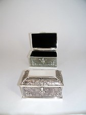 VERSILBERTE SCHMUCKDOSE ROSEN & ENGEL 8,5 x 5,5 cm H 5 cm neu Schmuck Dose Dosen