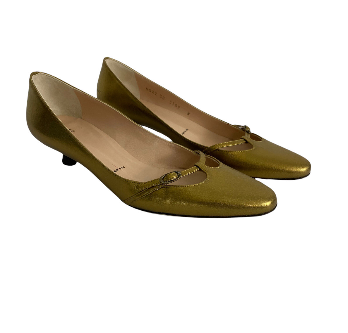 Vera Wang Womens Designer Shoes Gold Sparkle Pumps He… Gem