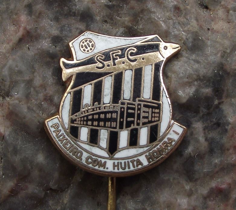 Vintage Santos SFC Fish & Stadium Brazil Football Club Soccer Pin