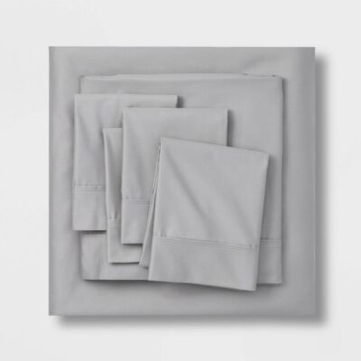 King 6pc 800 Thread Count Solid Sheet Set Light Gray - Threshold