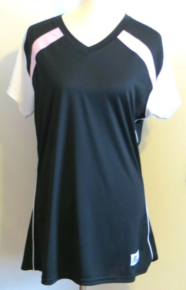 Camiseta deportiva Russel para mujer XL Dri-Power Pullover corta Slv negra blanca rosa Foto 2 de 4