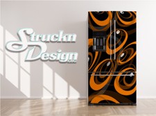 Orange Orbit Circle Gray Design Fridge Freezer Wrap Side Door Vinyl Decal