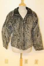 Womens Spyder Vintage Black/gray Soft Faux Fur/leather Reversable Jacket Sz 8