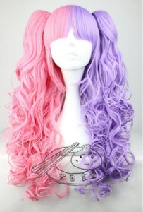 Lolita Purple Two Color Double Ponytail Long Haired Cos Wig