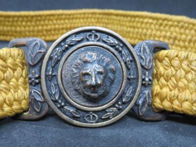 Vintage Interlocking Lionshead Brass Belt Buckle New Vintage Gold Tone Lion Head 2 Piece Interlocking 1/2  main image 3