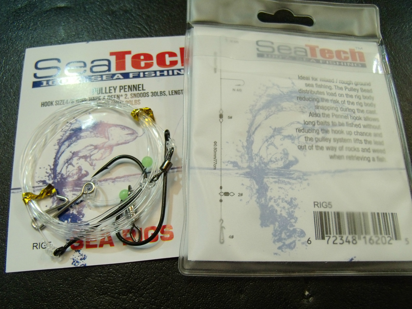 2 Hook Pulley Pennel Rig`s (2) Twin Hook (sliding) Size 4/0 Aberdeen
