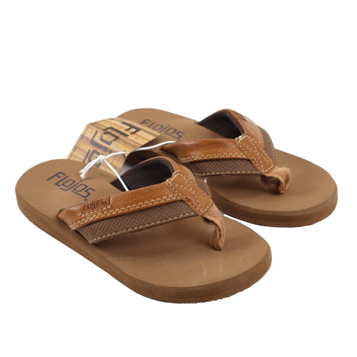 🔥NEW Flojos Kids Ryan Flip Flop Beach Sandal, Tan, Boys Size 12 SHIPS TODAY🔥 - 第 1/6 張圖片