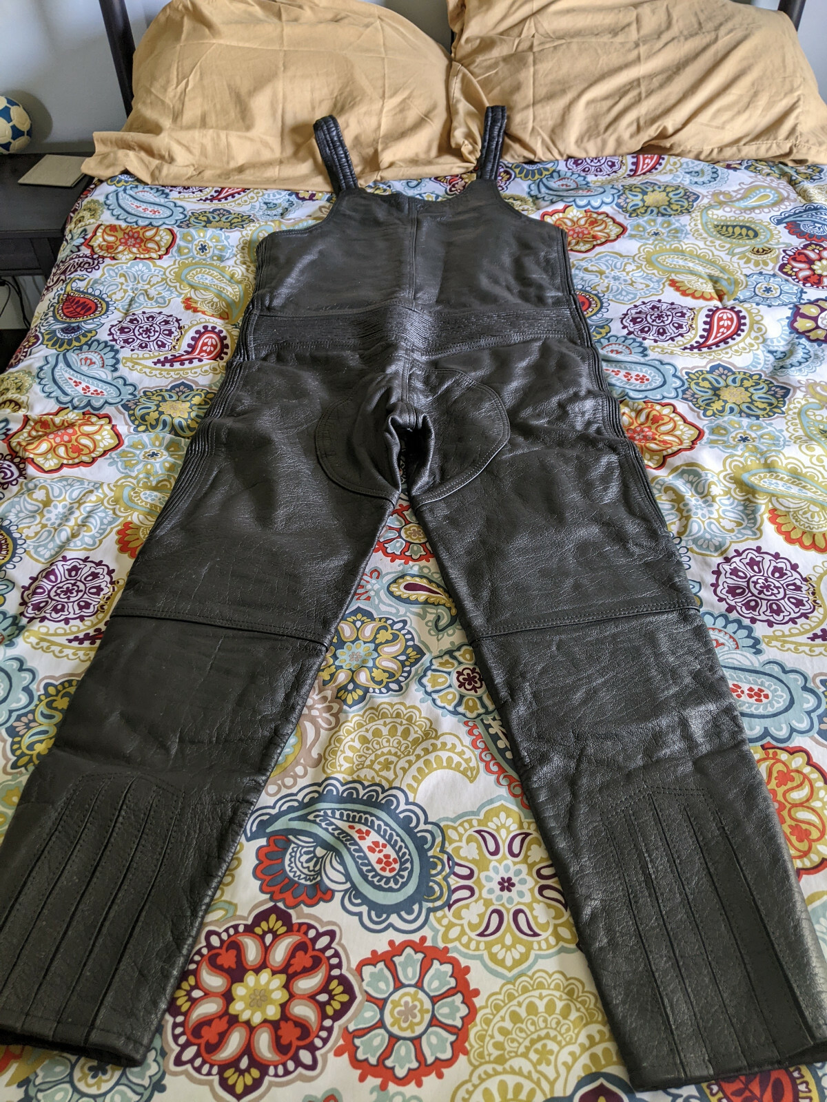 Leather Bib Overalls protective riding gear eBay