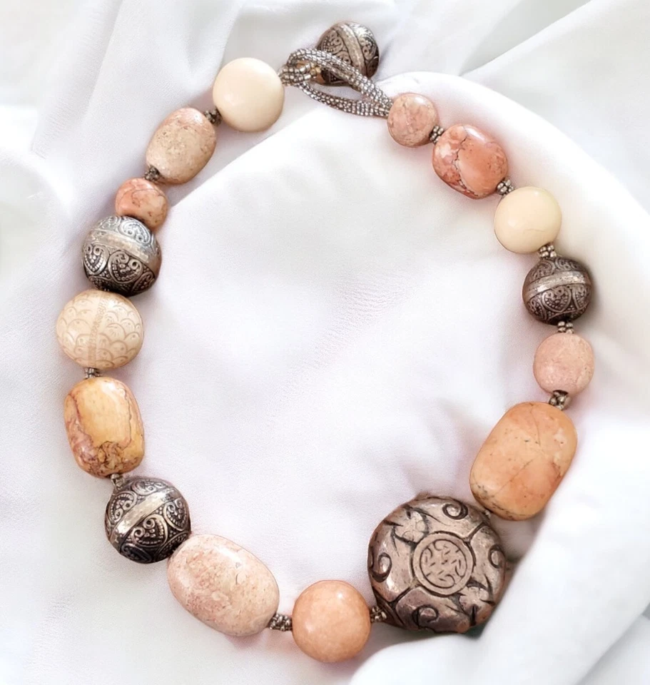 Gargantilla Collar Grueso Vintage Natural Multi Piedra 16" Foto 2 de 4