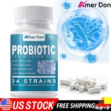 Raw Probiotics 100 Billion CFU Potency Digestive Immune Health 120 Capsules USA