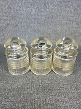 (3) Vintage Pyrex Clear Glass Insulators Made In USA