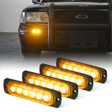 Xprite 4pcs Amber Led Side Marker Strobe Lights Flash Emergency Warning Hazard