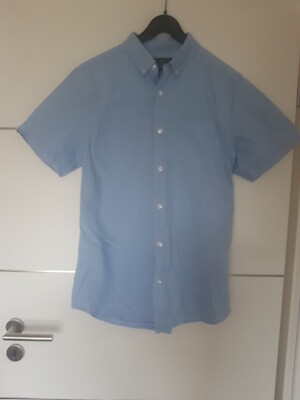Kurzarm Herrenhemd hellblau Gr. L Primark Ltd. Buttondown Kragen slimfit Baumw.