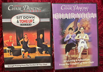Jodi Stolove's Chair Dancing DVDs Sit Down Tone Up Encore & Chair Yoga Sealed
