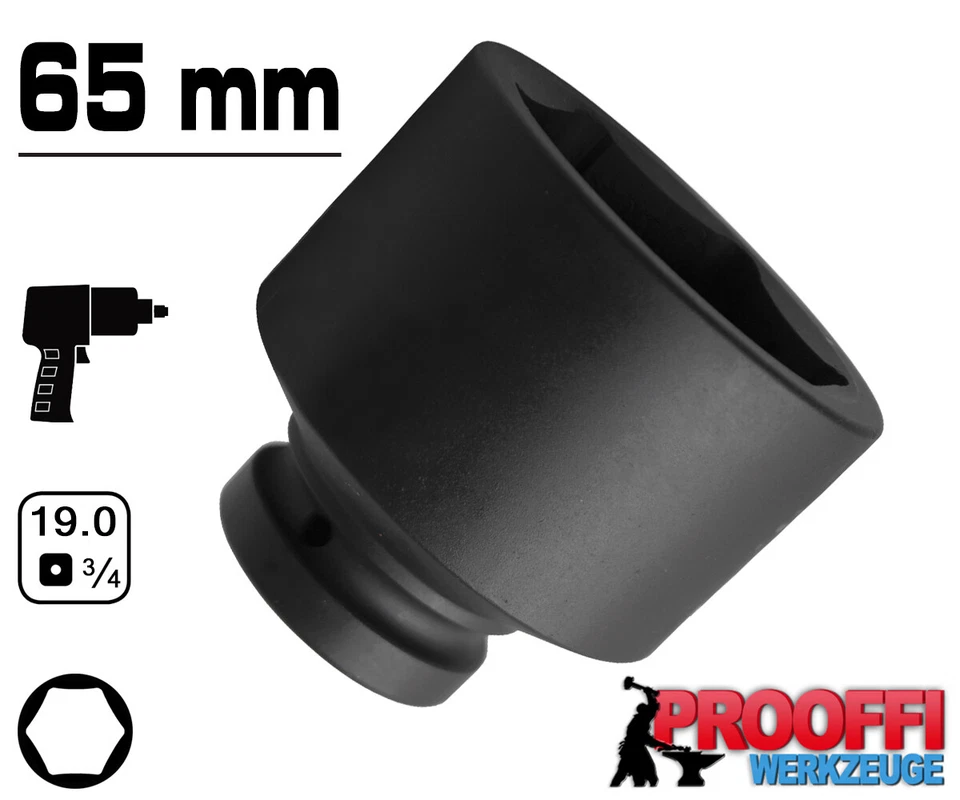 RICHMANN KRAFT Power Schlagschrauber Nuss 3/4" Stecknuss 65 mm Steckschlüssel 6-Kant Kurz