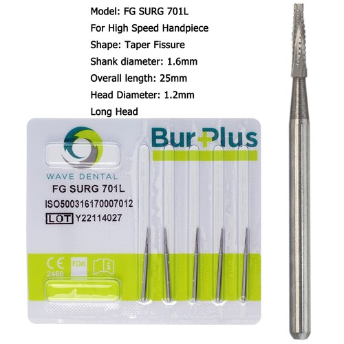 Wave Dental Surgical Length Bur 557 557L 702 701 FG SURG Long Carbide High Speed - Picture 10 of 108