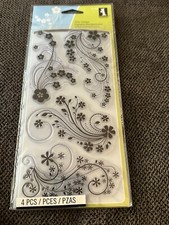 Inkadinkado Modern Flower Flourish Clear Acrylic Stamp Set 60-30389 4 pcs