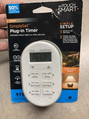 My Touch Smart By Jasco GE 26892 Indoor Simple Plug-In Digital Timer White