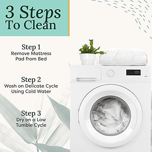 Zen Bamboo Mattress Pad Cover Cooling Bed Topper & Waterproof