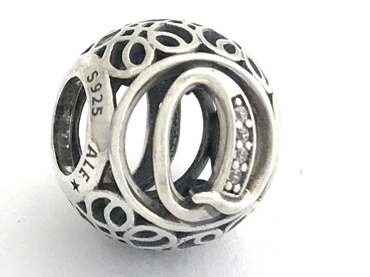 Vintage PANDORA Q Letter Charm in Sterling Silver 791861CZ New