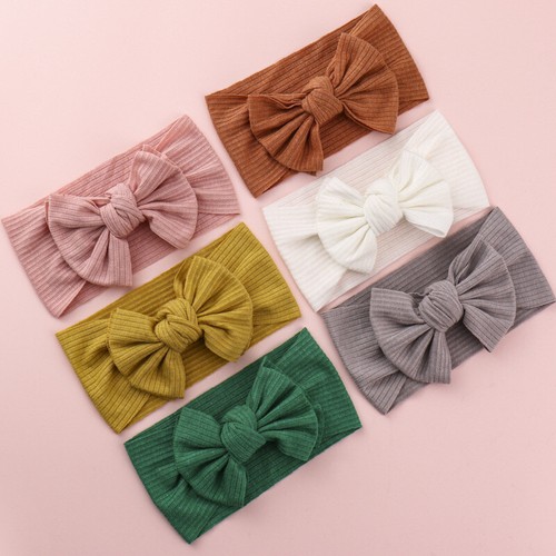 Baby Kids Headwear Bowknot Turban Headwrap Knitted Hair Band Ribbon Solid Colorι - Picture 12 of 27