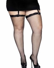 Leg Avenue Fishnet Thigh High With Lace Top, Plus Size 9027Q, NWT