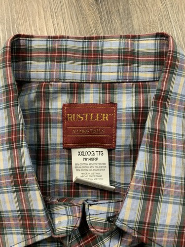 New Men's RUSTLER Short Sleeve Pearl Snap Western Shirt Sz XXL Cotton Blend - Picture 5 of 7